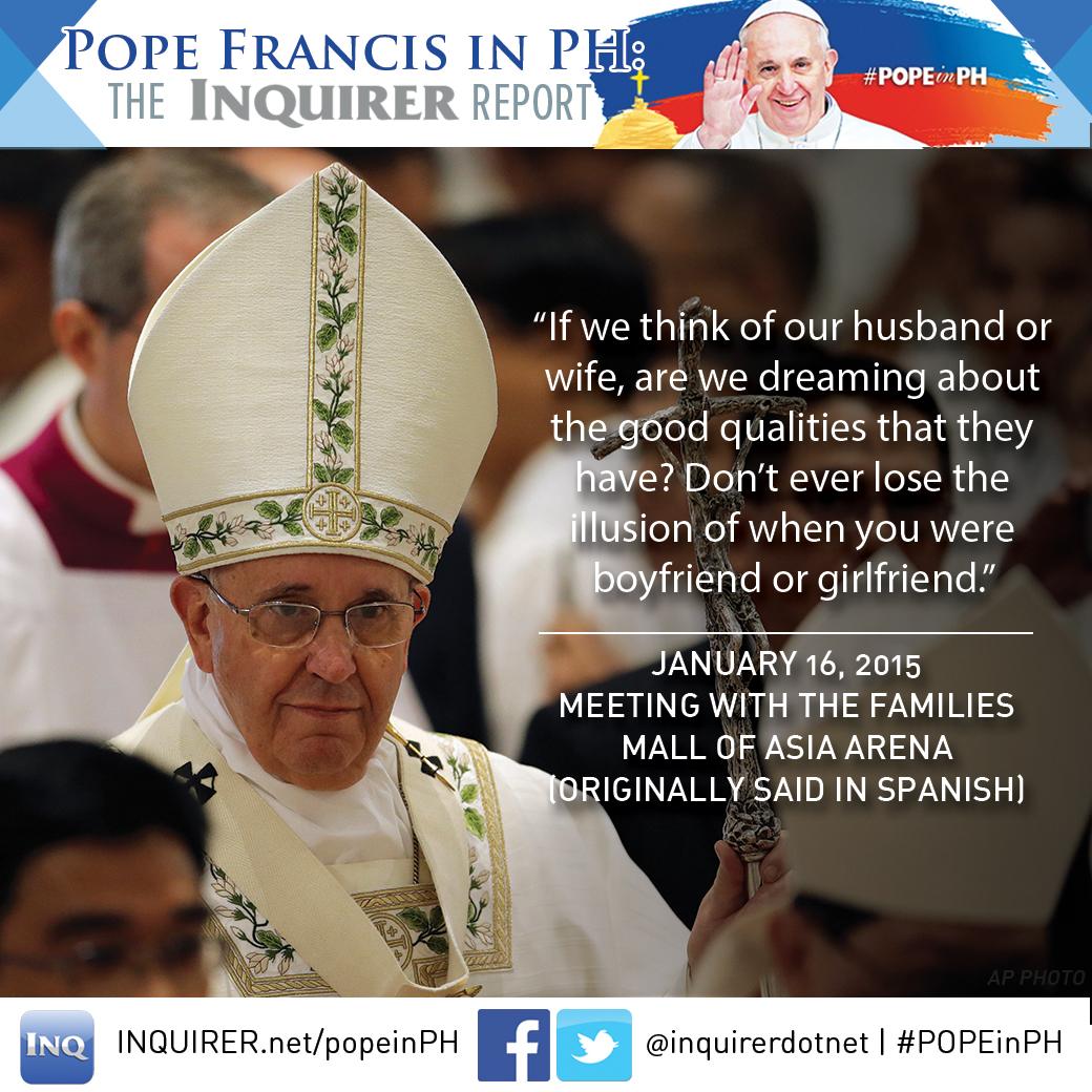 Pope Francis Papal Visit Philippines speech during Meeting with Families