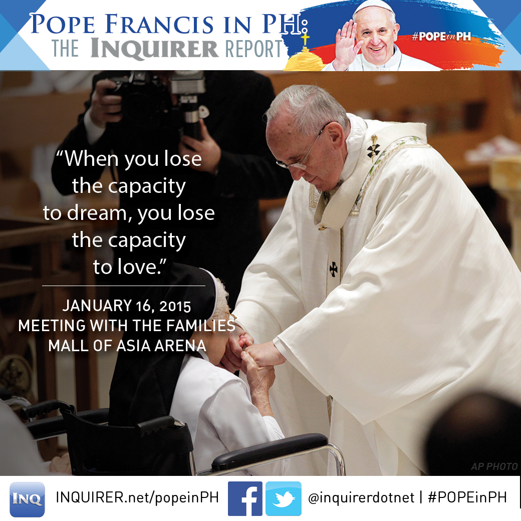 Pope Francis Papal Visit Philippines speech during Meeting with Families 3