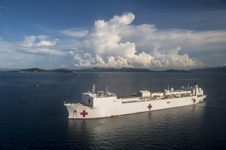  USNS Mercy (T-AH 19) is anchored off the coast of Roxas City, Philippines for Pacific Partnership 2015. (U.S. Air Force photo by Senior Airman Peter Reft/RELEASED)
