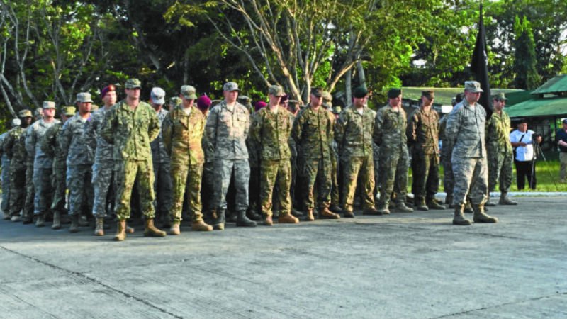 ZAMBOANGA MISSION: Some 50 US soldiers on formation witness the ceremonial folding of the flag of the Joint Special Operations Task Force Philippines at the Western Mindanao Command grandstand in Zamboanga City in this photo taken in February 2015. President Duterte has said American forces are magnets of terrorist attacks in Mindanao and should eventually leave. ( JULIE ALIPALA/INQUIRER MINDANAO Read more: http://newsinfo.inquirer.net/815079/ph-not-cutting-ties-with-allies-duterte#ixzz4O5ErC7Wz  Follow us: @inquirerdotnet on Twitter | inquirerdotnet on Facebook