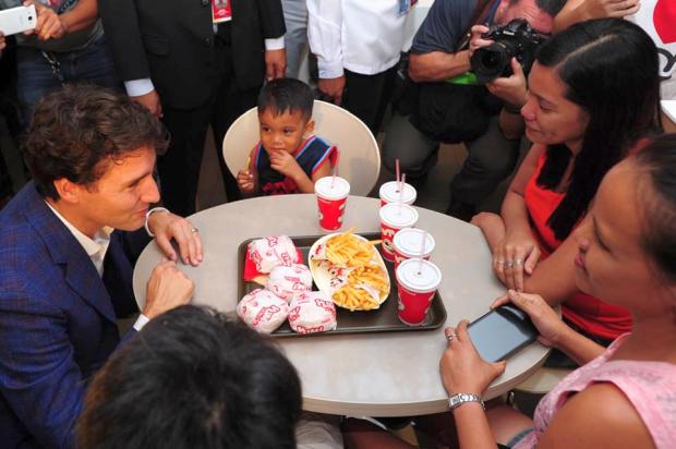 Canadian PM Justin Trudeau gets some take-out at Jollibee