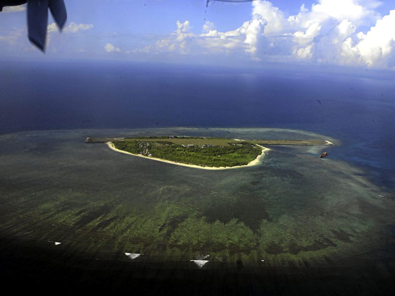 Aerial photo of the Philippine occupied Kalayaan island in the contested Spratlys group of islands. INQUIRER FILE PHOTO