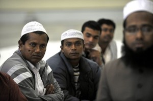 Bangladeshi Muslim immigrants living in the northern port city of Thessaloniki in Greece, offer Eid al-Adha prayers on November 6. For the first time in Thessaloniki, Greek authorities granted a public hall to Muslims in order to celebrate Eid al-Adha or the Feast of the Sacrifice, in remembrance of Abraham's near-sacrifice of his son. AP 