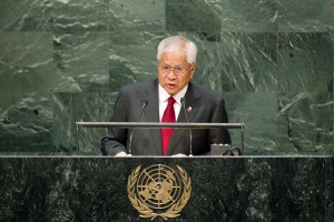 Albert Del Rosario, Secretary for Foreign Affairs of the Philippines, speaks during the 69th session of the United Nations General Assembly at U.N. headquarters, Monday, Sept. 29, 2014. (AP Photo/Seth Wenig)