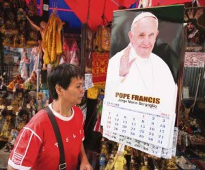 CASHING INONVISIT Pope Francis calendars are sold for P50 apiece in Quiapo, Manila. The Pope is visiting the Philippines on Jan. 15-19 after a trip to Sri Lanka. KIMBERLY DELA CRUZ