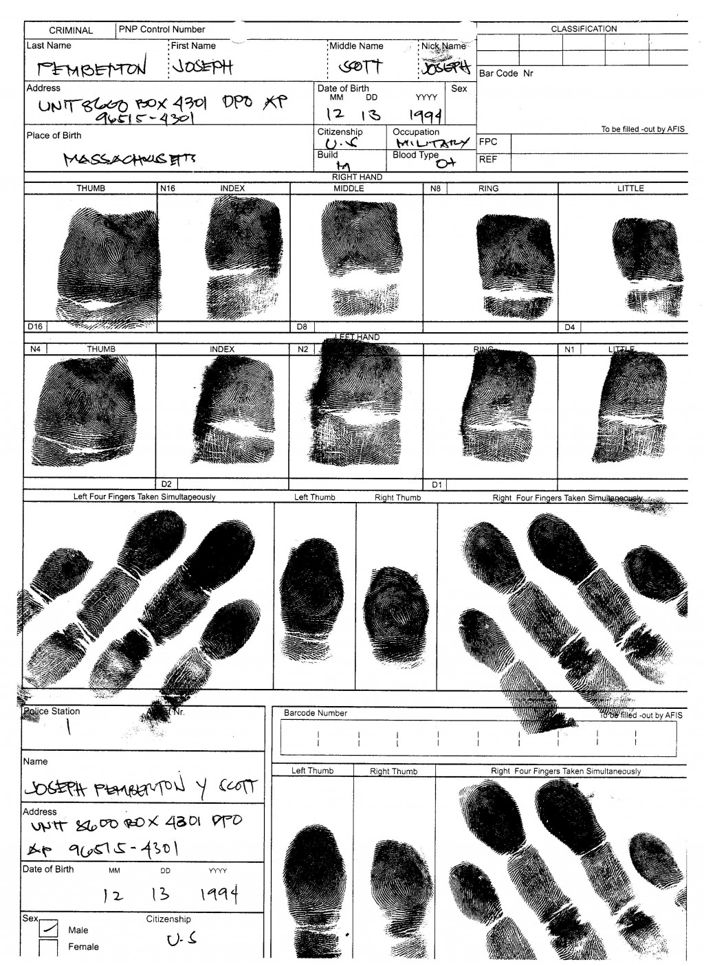 pemberton fingerprint