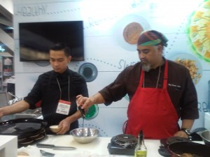 Chef Dominic Ainza and assistant prepare to cook adobo in  a demo-1