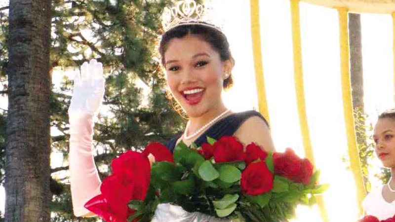 Fil-Am Rose Gabrielle Current, 17, blooms along the route of the traditional Rose Bowl Parade during the 126th Tournament of Roses in Pasadena, California, viewed by millions around the world.  NIMFA RUEDA