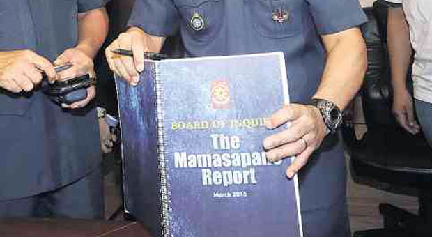 STILL UNDER WRAPS  The much-awaited Mamasapano Report prepared by the board of inquiry has been submitted to Interior Secretary Mar Roxas, but there’s no word yet about its release to the public.  MARIANNE BERMUDEZ