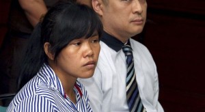 Mary Jane Veloso, left, who is on death row in Indonesia for drug offenses, attends a hearing in Yogyakarta, Indonesia, on March 4. AP