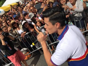 ABS-CBN  talent Xian Lim works the crowd.