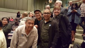 A - Filipino Migrant Center with allies and speakers in Long Beach City Hall passed midnight. By Filipino Migrant Center