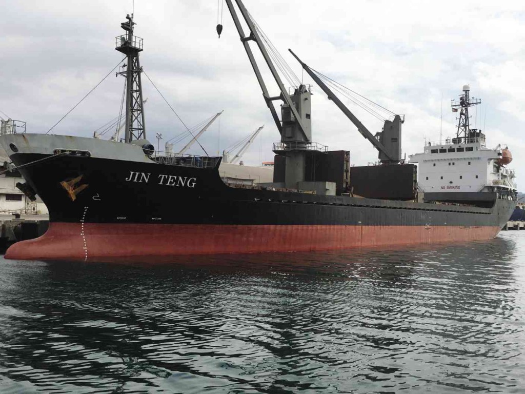 UN SANCTIONS  North Korean cargo ship MV Jin Teng is docked at Subic Bay Freeport after it was inspected by the Philippine Coast Guard. North Korea has threatened a nuclear war with the United States. Allan Macatuno/Inquirer Central Luzon