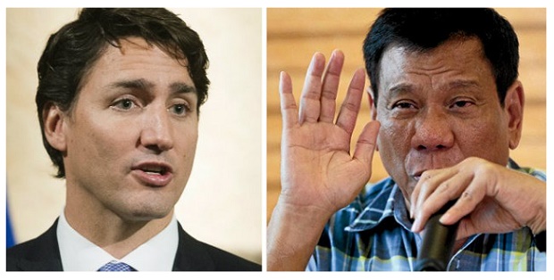Canadian Prime Minister Justin Trudeau  and presumptive President-elect Rodrigo Duterte. FILE PHOTOS