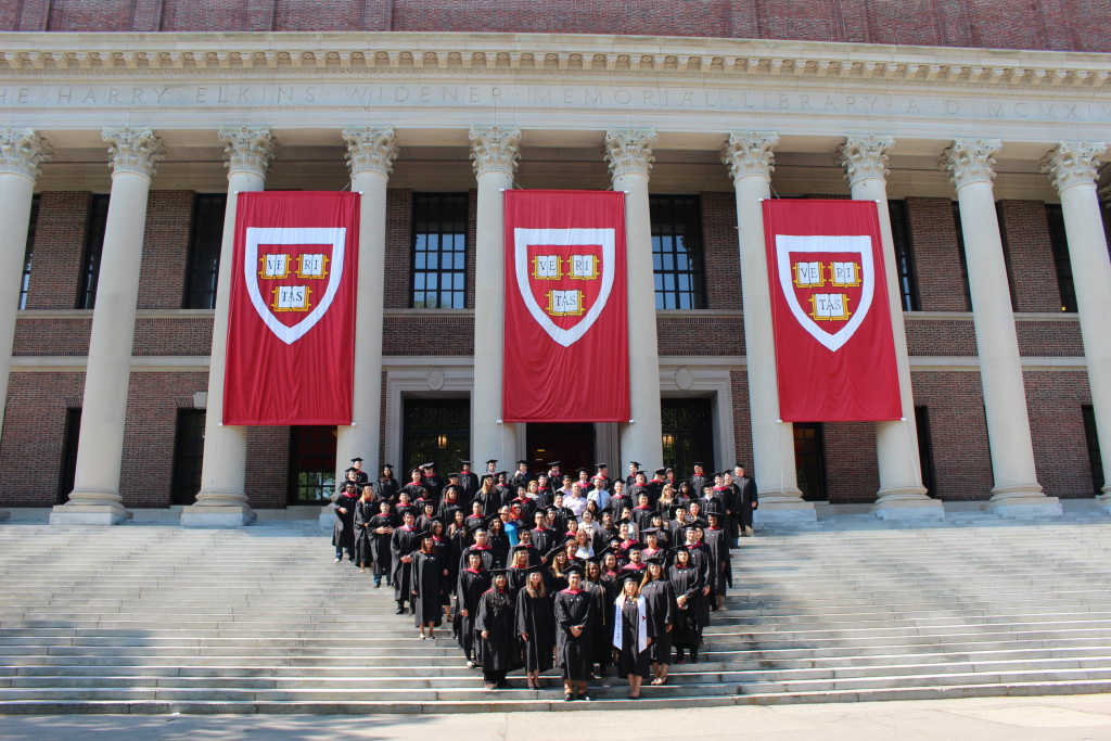 Class of 2016. Some of the Master of Liberal Arts (ALM) graduates pose for posterity on the steps of the famous Harvard Widener Library. Ubac is in front. 