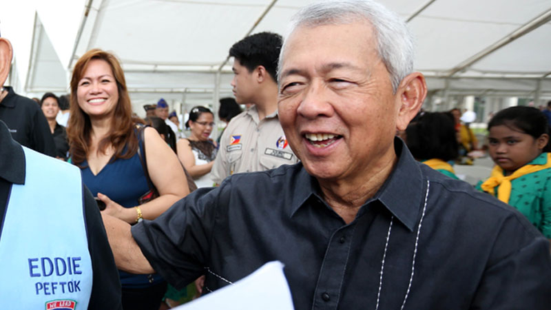 May 29, 2016 Memorial Day- Former President Fidel V. Ramos with Former Security and Exchange Commission Chair Perfecto Yasay, who just recently accepted Incoming President Rodrigo Duterte's offer to be the new DFA Secretary attends the Memorial Day ceremony at the Manila American cemetary in Taguig where more than 17,000 soldiers are buried. INQUIRER/ MARIANNE BERMUDEZ