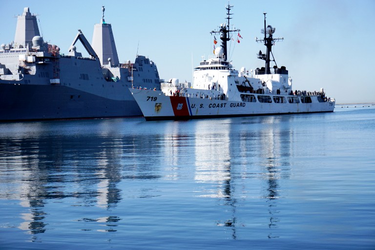 SAN DIEGO, CA - APRIL 16: The Coast Guard's USS Boutwell arrives home from a three month deployment on April 16, 2015 at Naval Base San Diego in San Diego, California. Officials from the United States and Canada seized over 28,000 pounds of cocaine while on patrol in the Eastern Pacific which resulted in a record seizure.   Sandy Huffaker/Getty Images/AFP