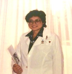 Eden Santiago as a nurse in the US