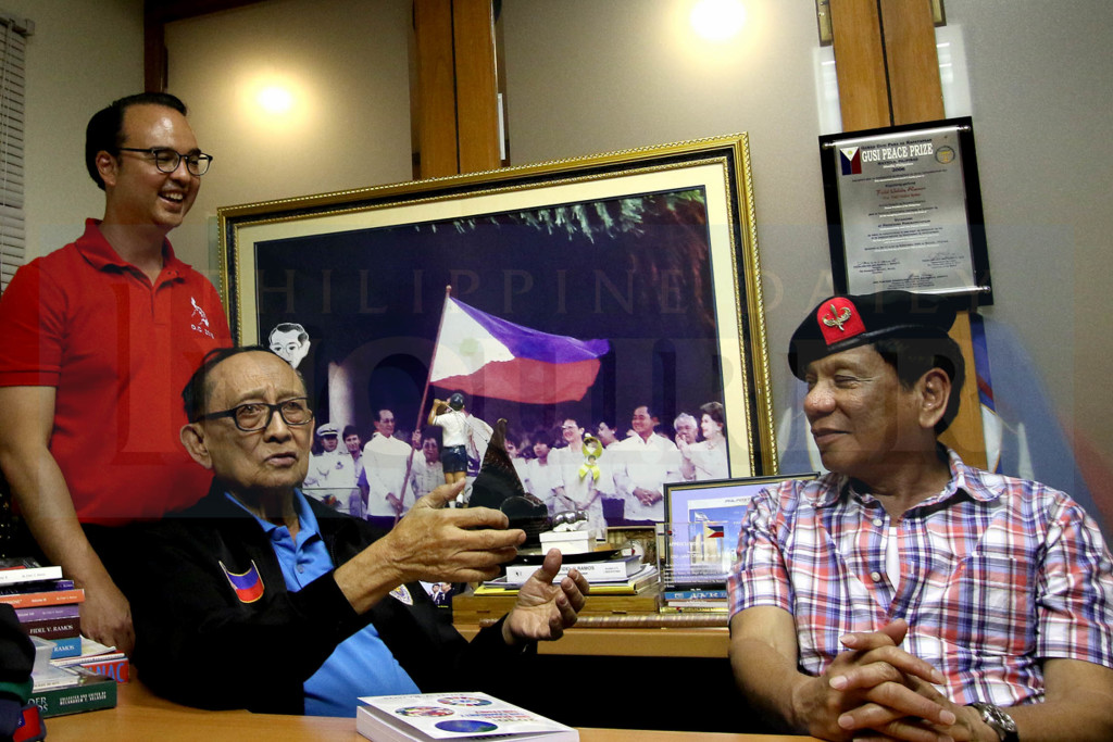 In this March 7, 2016 file photo, former president Fidel V. Ramos is seen meeting with then presidential candidate Rodrigo Duterte.  Duterte won the May 9, 2016 polls and is now the President.  (INQUIRER FILE PHOTO/RICHARD REYES)