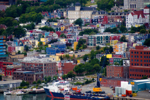 I didn't get that quintessential shot of the colourful row houses that's seen so often in those Newfoundland tourism commercials so I had to settle with a shot from afar.  Looking at St. John's Jelly Bean Row and waterfront from Signal Hill.