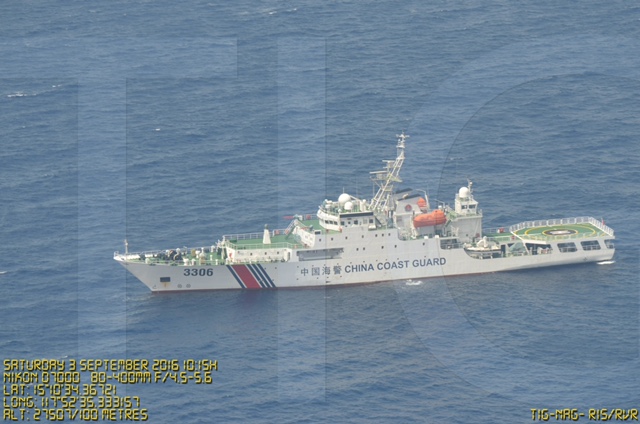 According to the Philippine Department of National Defense (DND), this is one of the Chinese vessels in Scarborough Shoal, one of the disputed areas of South China Sea. Photo from DND.
