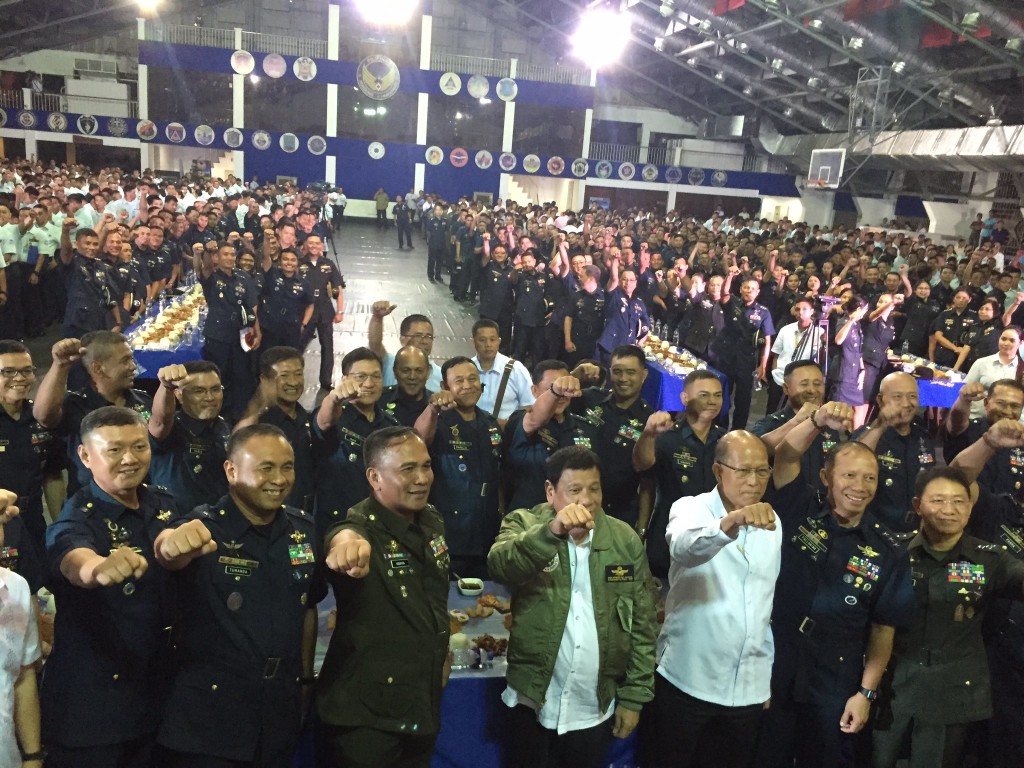 President Rodrigo Duterte at the 48th anniversary of the 250th Presidential Airlift Wing. FRANCES MANGOSING/INQUIRER.net