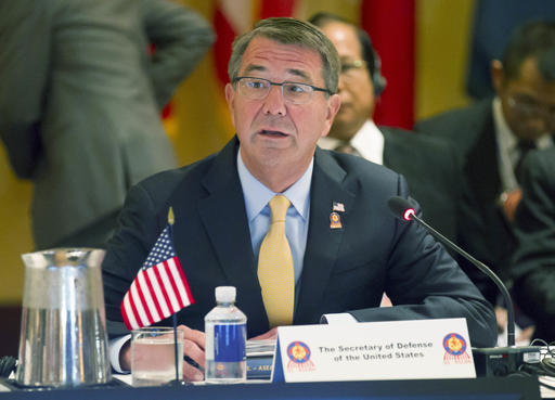 U.S. Secretary of Defense Ash Carter gives his opening remarks for the Association of Southeast Asian Nations (ASEAN) defense ministers meeting in Ko Olina, Hawaii, on Friday, Sept. 30, 2016. (AP Photo/Eugene Tanner)