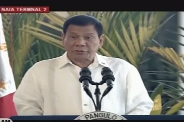 President Rodrigo Duterte at the Naia Terminal 2 before his flight to Japan for a state visit. SCREENGRAB FROM RTVM