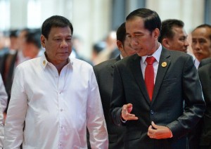 Philippine President Rodrigo Duterte and Indonesian President Jokowi Widodo at the summit of the Association of Southeast Asian Nations (ASEAN) in Laos earlier this year. (AFP)