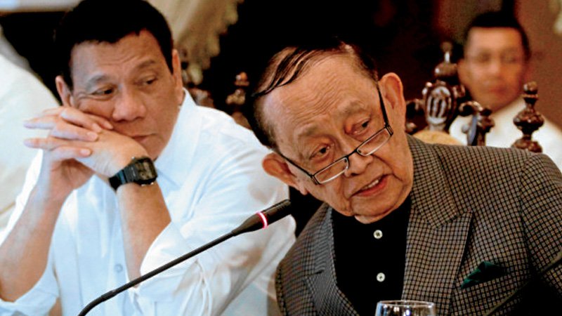 President Rodrigo Duterte and former president Fidel V. Ramos during a meeting at Malacañang. (Undated photo from Malacañang)