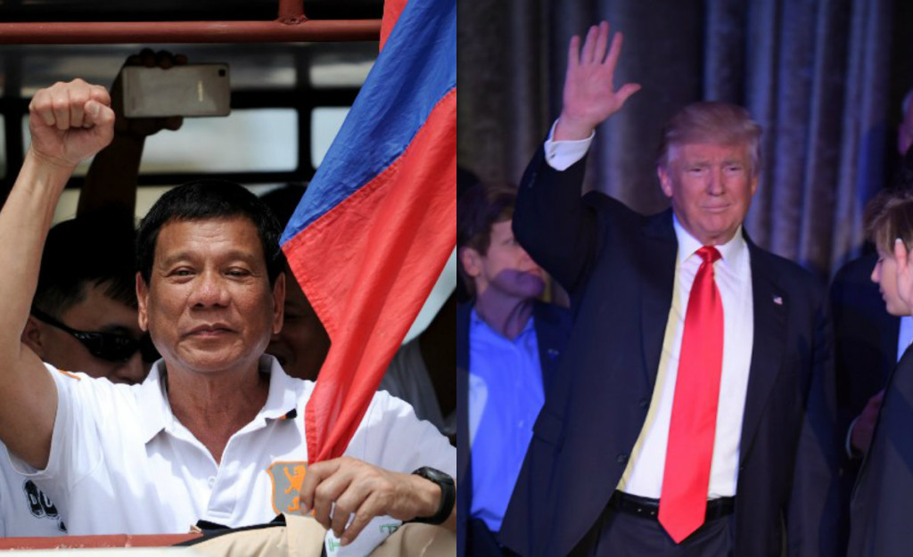 Philippine President Rodrigo Duterte (left) and US President-elect Donald Trump. AFP FILE  PHOTOS