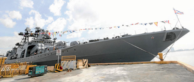 Russian antisubmarine warship Admiral Tributs docked at the Manila South Harbor. —LYN RILLON