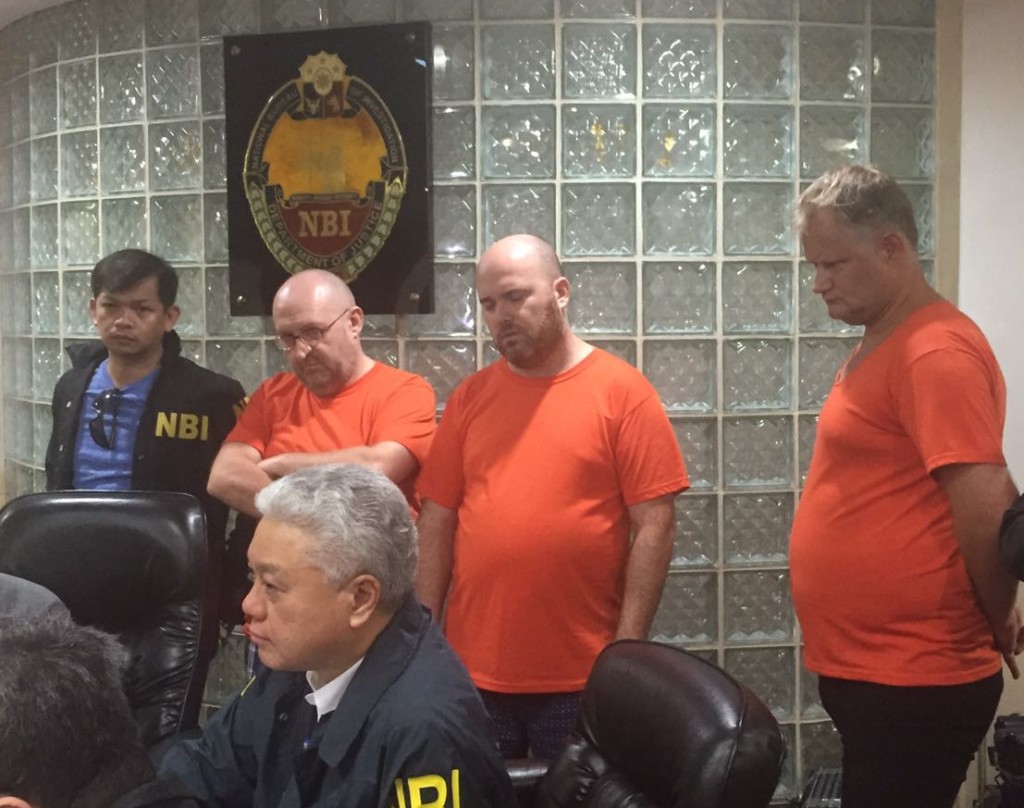 NBI presented to the media 3 British nationals arrested for boiler room operations. TETCH TORRES-TUPAS