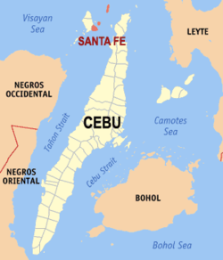 Sta. Fe town on Bantayan Island in northern Cebu (Wikipedia maps)