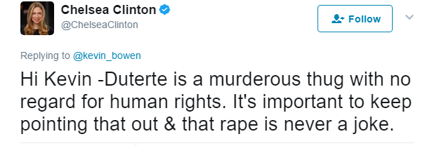 SCREENGRAB FROM CHELSEA CLINTON'S TWITTER ACCOUNT