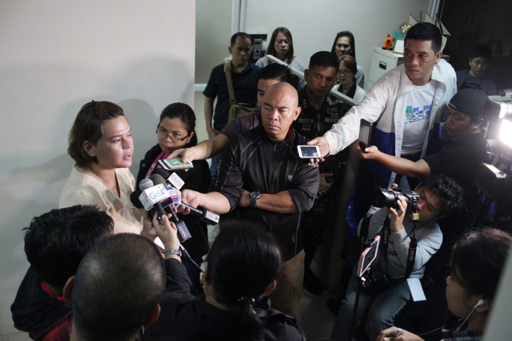 Mayor Sara Duterte's pres briefing shortly after meeting with police and military officials in Davao City. Photo by Rudolph Ian Alama