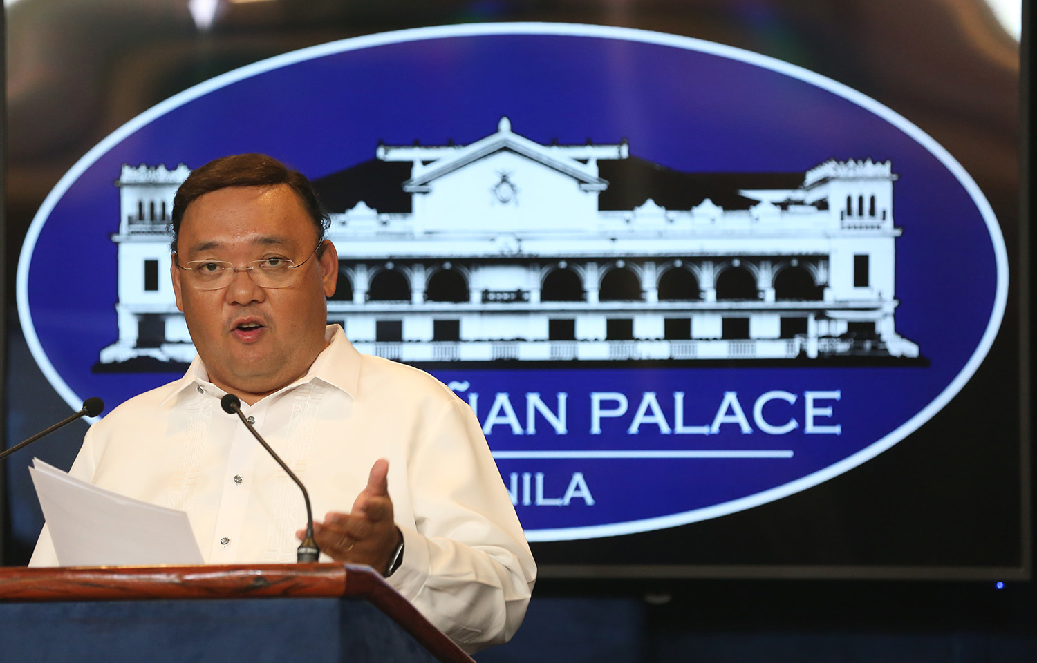 Presidential Spokesperson Harry Roque anwer questions din a press briefing at New Executive Bldg, Malacañang. INQUIRER PHOTO/JOAN BONDOC palace