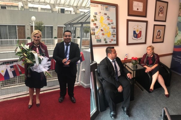 Consul Jose L. Garcia III from the Philippine Embassy in Budapest congratulates Honorary Consul Dragijana Petrovic.