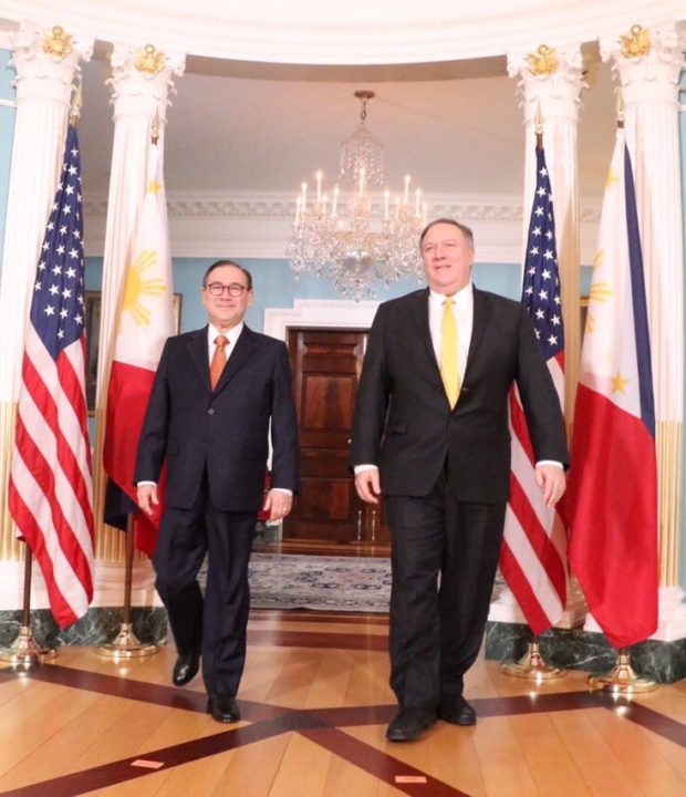  Foreign Affairs Teodoro Locsin Jr. (L) and US Secretary of State Mike Pompeo. Photo from DFA