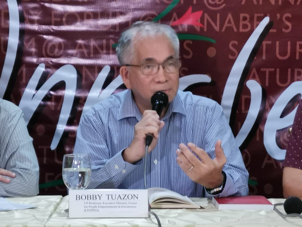 Univesity of the Philippines professor Bobby Tuazon on Saturday said that the issue on the Chinese vessel "collision" should be settled not through "quick" diplomatic protests. Katrina Hallare/INQUIRER.net