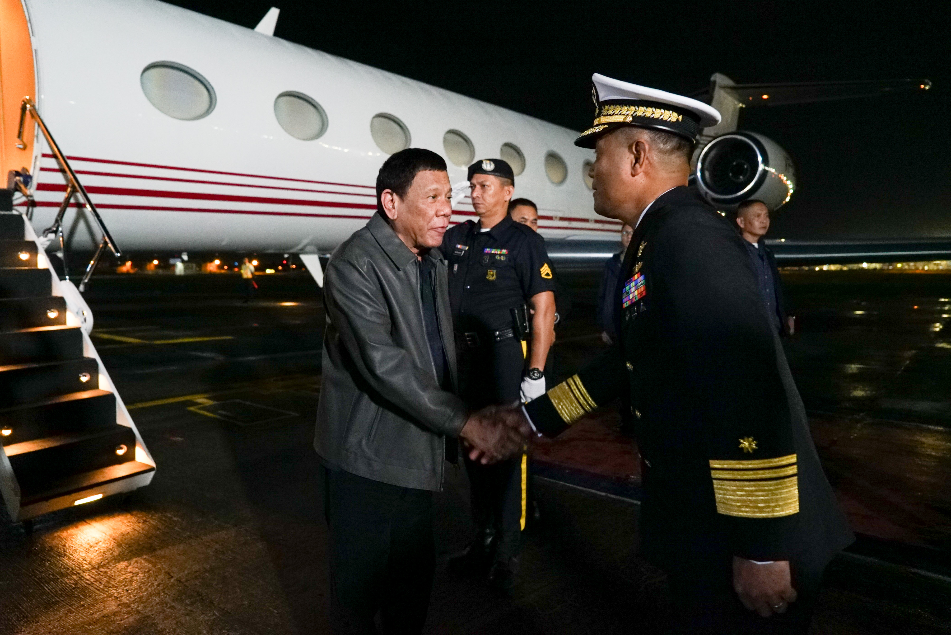 Duterte Departs from People's Republic of China and Arrives at the Villamor Air Base