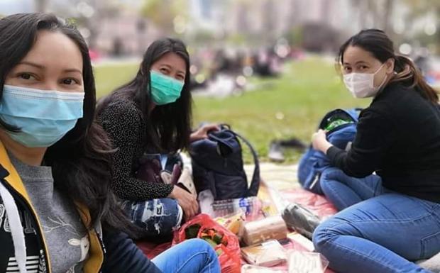 Filipino workers at a picnic in Hong Kong