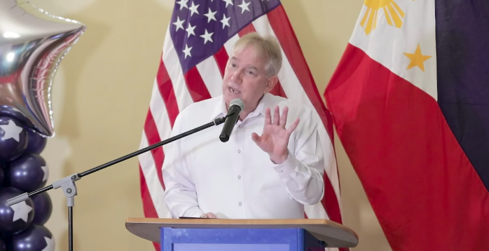 US Embassy Chargé d’Affaires John Law delivers his remarks at the 2020 US Presidential Election Watch event hosted by the embassy on Wednesday, November 4, 2020. Screengrab from the US Embassy in the Philippines Facebook video