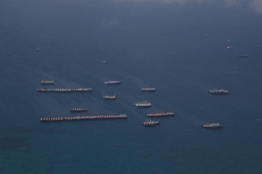 Chinese vessels remained in place on Julian Felipe (Whitsun) Reef in the West Philippine Sea