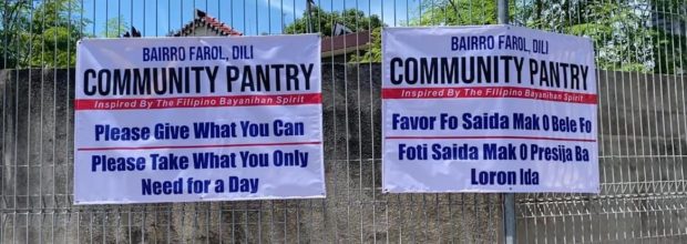 Launching of Bairro Farol’s Community Pantry in capital city Dili, Timor-Leste. 1-3PM today @Rua Governor Serpa Rosa, only until supplies last. Laser Sumagaysay