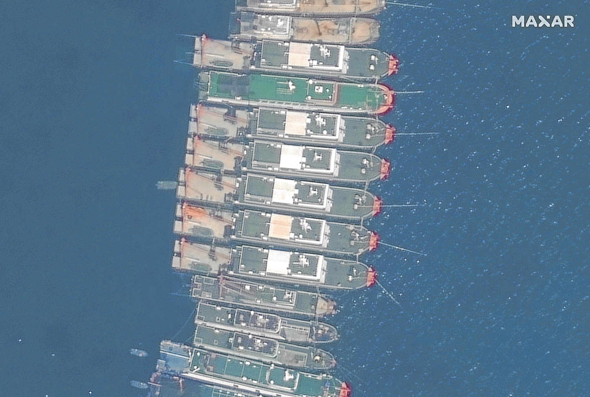 Close up view of fishing vessels anchored at Whitsun Reef, which Manila calls the Julian Felipe Reef, 