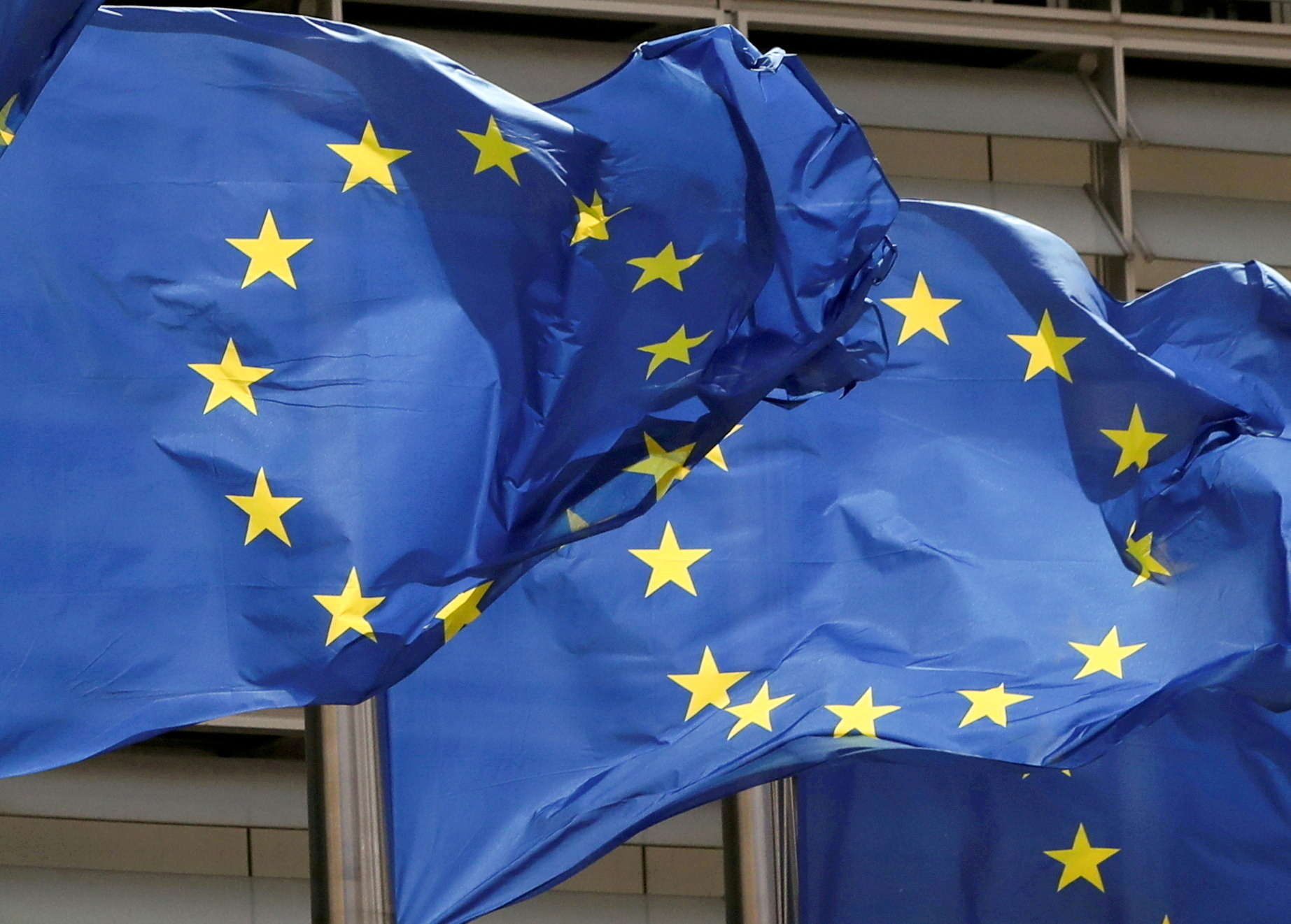 European Union (EU) flags flutter outside the EU Commission headquarters in Brussels, Belgium, on May 5, 2021, and on July 5, 2022, the bloc has invited Bongbong Marcos to visit Brussels.