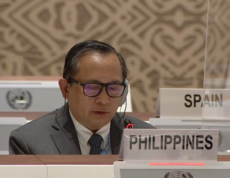 Ambassador Evan Garcia, Permanent Representative of the Philippines to the UN and other International Organizations in Geneva, delivers the Philippine Statement on September 13, 2021 during the High-level Ministerial Meeting on the Humanitarian Situation in Afghanistan at the Palais des Nations, Switzerland. 