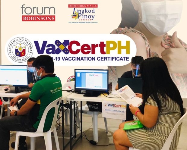 Shoppers at Forum Robinsons may now get their Vaccine Certificate at the VaxCertPH booth located at Level 3 from Monday to Saturday.