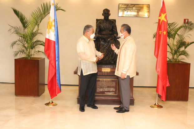 DSC_6238.JPG Foreign Affairs Secretary Enrique Manalo (left) receives Chinese Foreign Minister Wang Yi (right) at the DFA headquarters in Pasay City on Wednesday, July 6, 2022. DFA-OPCD Philip Adrian Fernandez IMG_5011.JPG Foreign Affairs Secretary Enrique Manalo (left) receives Chinese Foreign Minister Wang Yi (right) at the DFA headquarters in Pasay City on Wednesday, July 6, 2022. DFA-OPCD Philip Adrian Fernandez